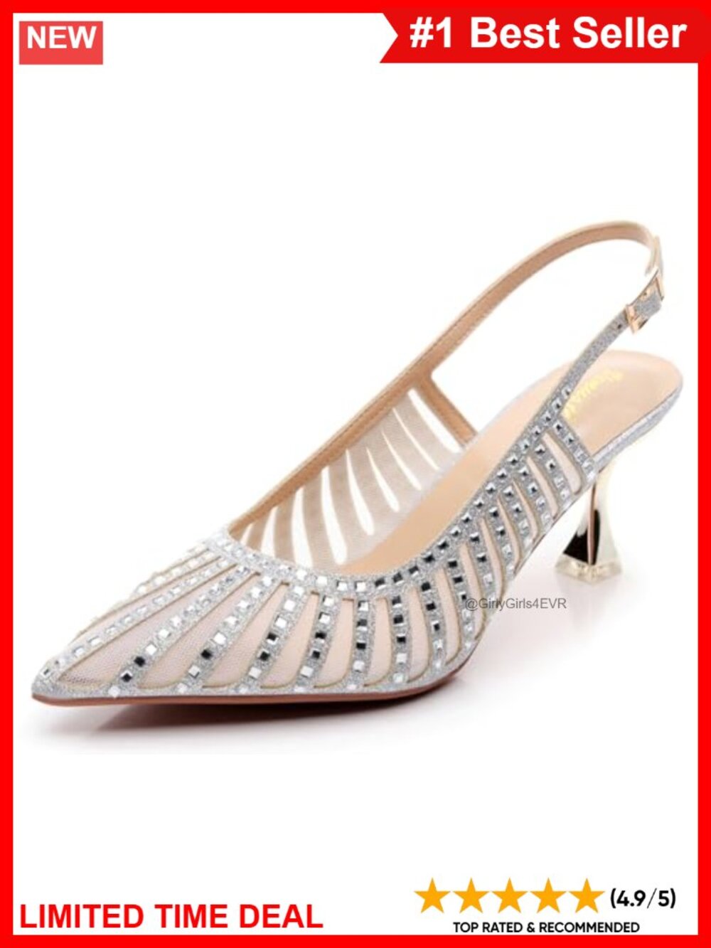 VenusCelia Slingback Kitten Heel Pointed Toe Dress Pumps